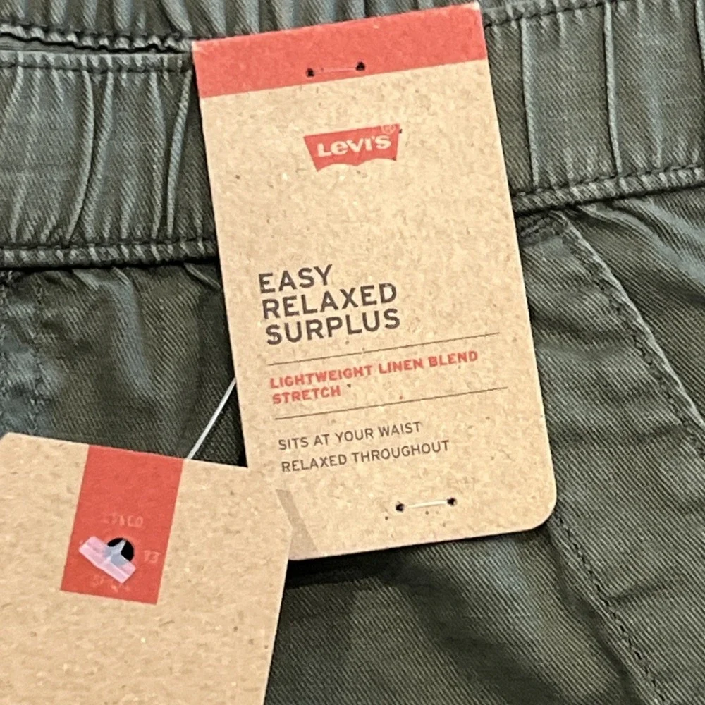 Levi's Easy Relaxed Surplus Fatigue Pants Mens L Linen Blend Elastic Drawstring